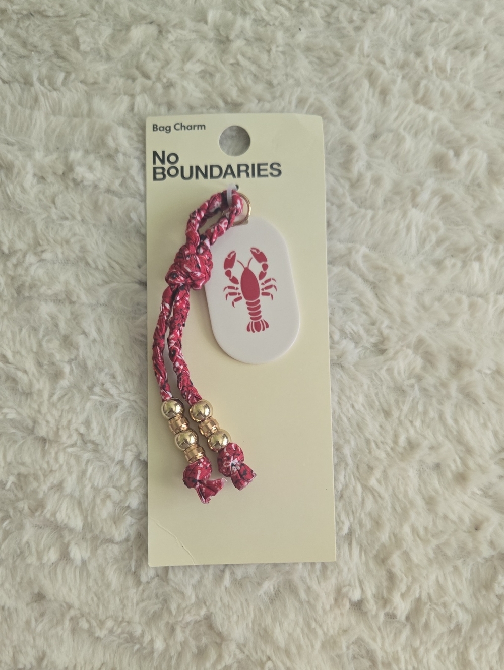 Lobster Bag Charm with Gold Beads